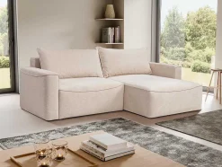 Omkeerbare Hoekslaapbank Van Beige Stof Met Textuur Asturio