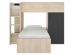 Omkeerbare Hoekstapelbed Ricardo - 2 X 90X190Cm - Opbergruimte - Grijs En Antraciet