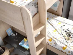 Omkeerbare Hoekstapelbed Ricardo - 2 X 90X190Cm - Opbergruimte - Grijs En Antraciet