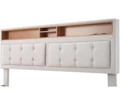 Opbergbed 160X200Cm In Linnenstof Met Usb-Poort - Verstelbaar Hoofdeinde En Lattenbodem - Beige