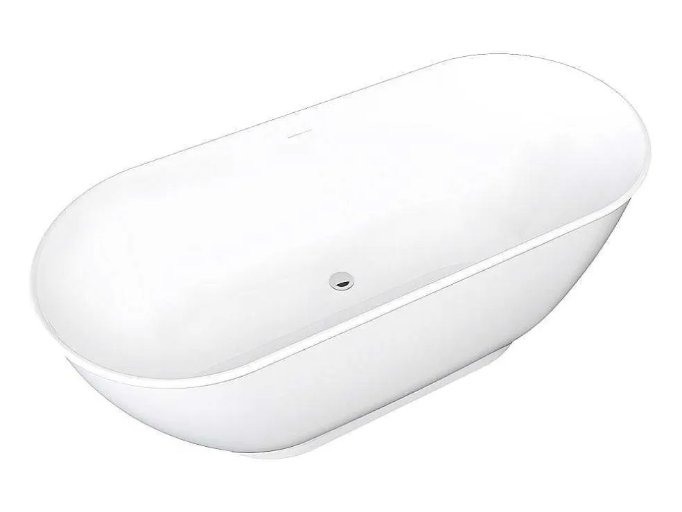 Ovalen Vrijstaand Bad - 240 L - 170 X 75 X 60 Cm - Wit - Acryl - Mobula
