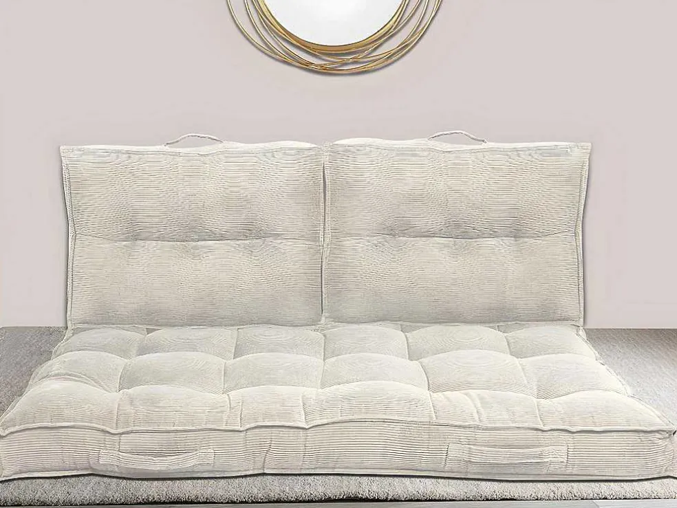 Palletkussen Van Ribfluweel - L120 X D80 Cm - Beige - Baila