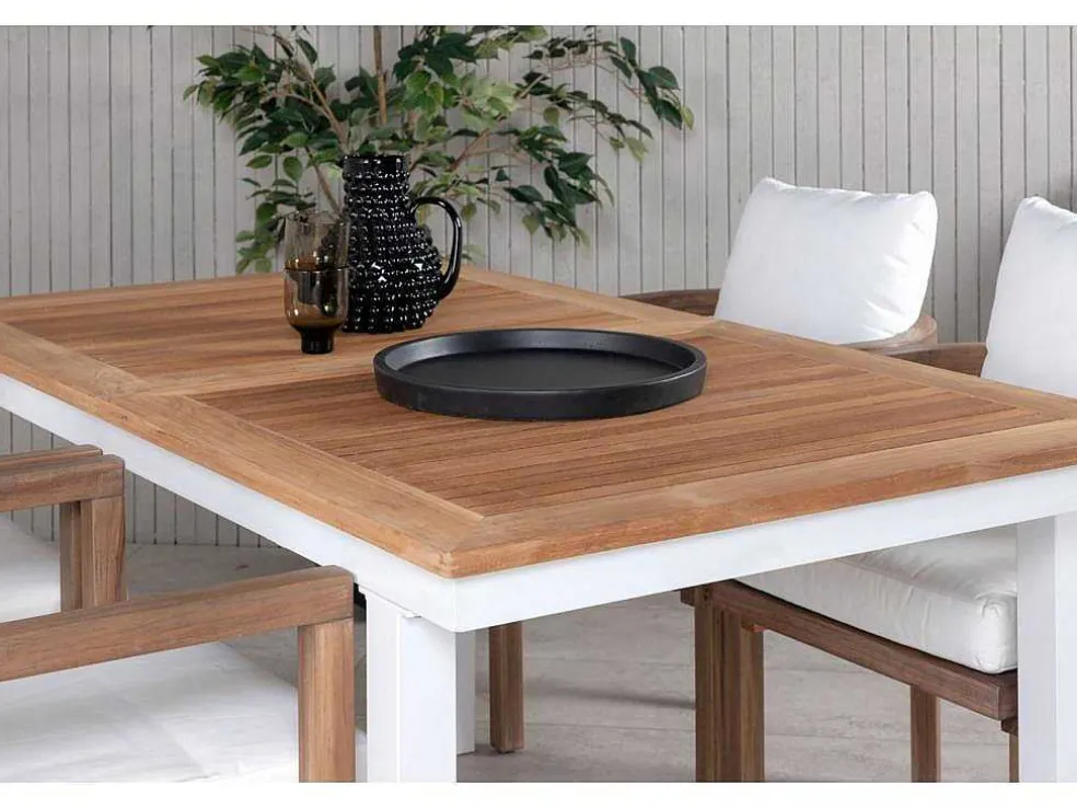 Panama Tuinmeubelset Tafel 90X152/210Cm En 4 Stoel Erica Naturel, Wit.