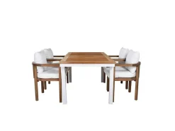 Panama Tuinmeubelset Tafel 90X152/210Cm En 4 Stoel Erica Naturel, Wit.