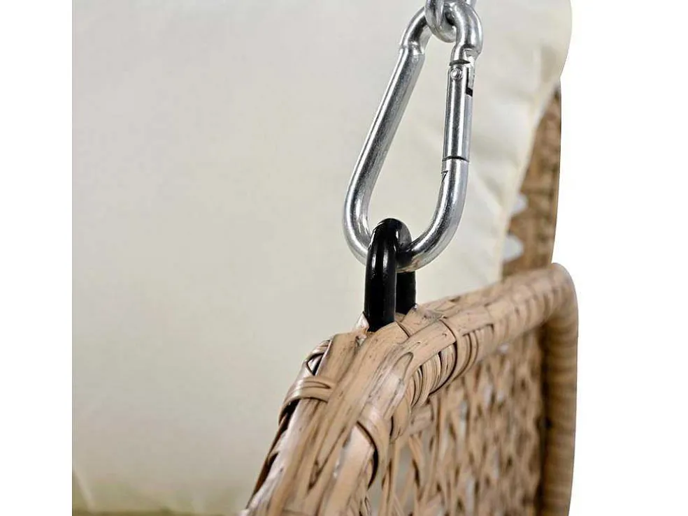 Pe Rotan Hangstoel - Tuinschommel - 2 Plaatsen - Met Kussens - Beige