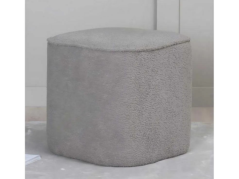 Piff Poef, Hocker O44Cm Teddystof Grijs.