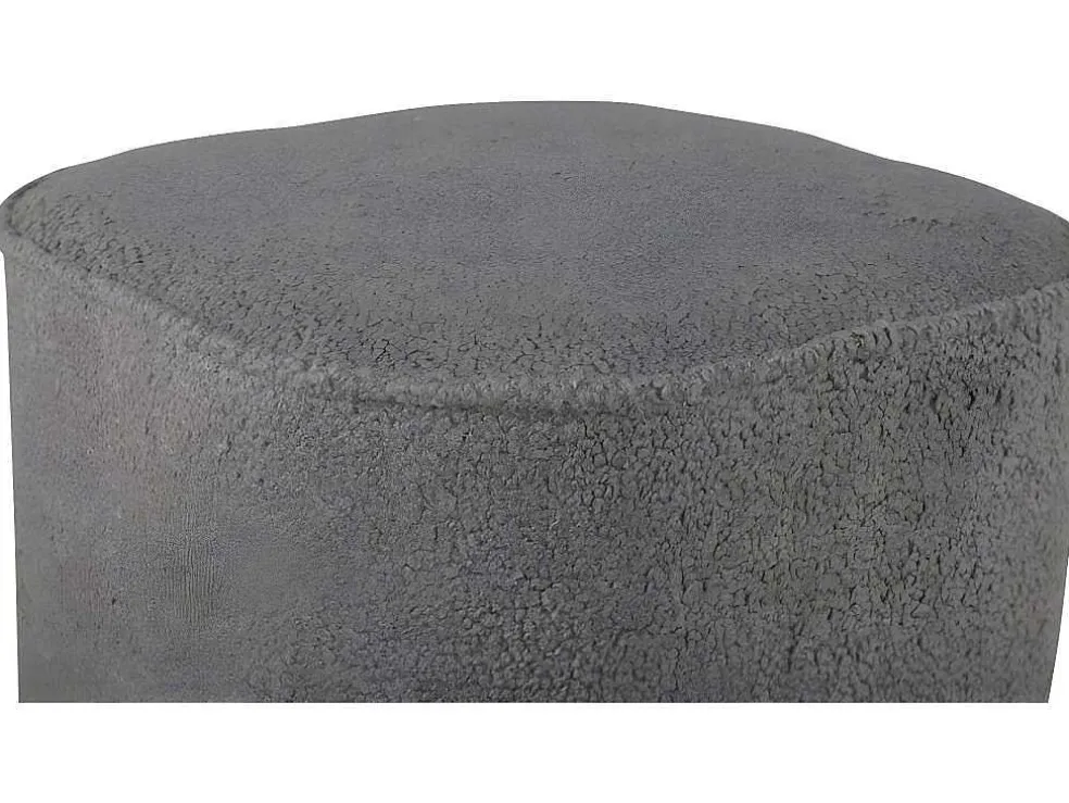 Piff Poef, Hocker O44Cm Teddystof Grijs.