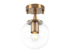 Plafondlamp Van Metaal Met Bol -D. 15 Cm X H. 23 Cm - Vintage - Barlati