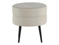 Pot Poef O40Cm Velours Beige.