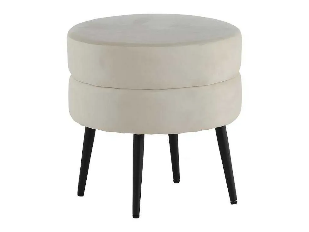 Pot Poef O40Cm Velours Beige.