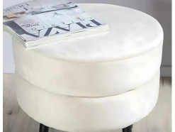 Pot Poef O40Cm Velours Beige.