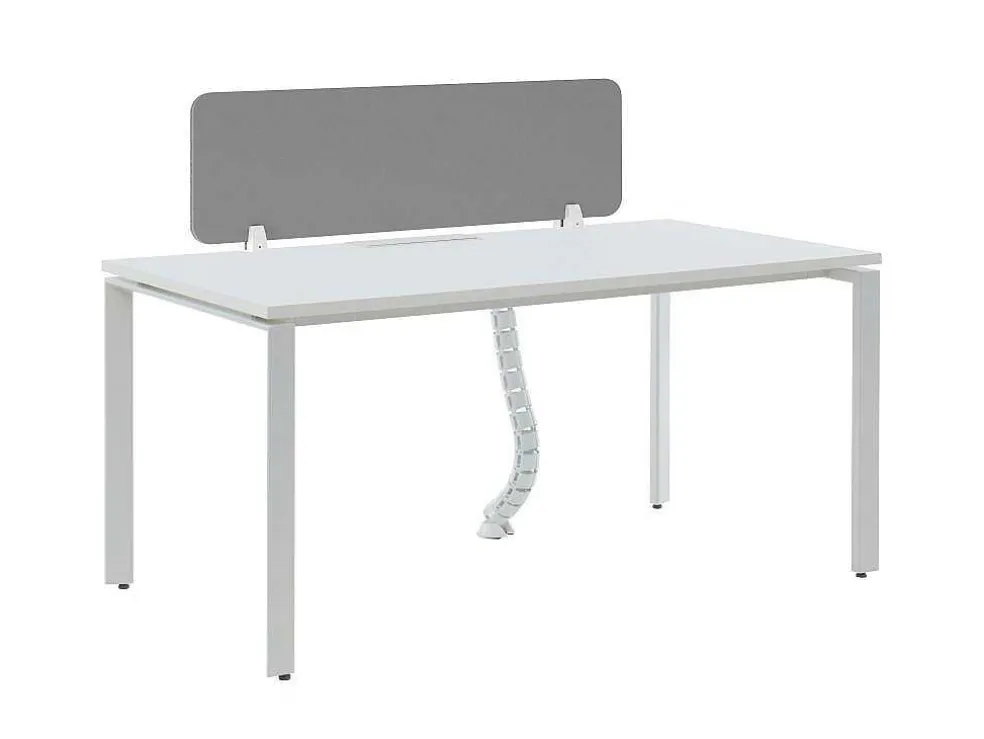 Professioneel Bureau Voor 1 Persoon - Wit - L160 Cm - Met Afscheiding - Downtown
