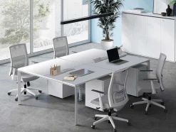 Professioneel Bureau Voor 4 Personen - Wit - L140 Cm - Downtown