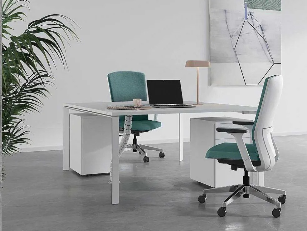 Professioneel Bureau Voor 2 Personen - Wit - L160 Cm - Downtown