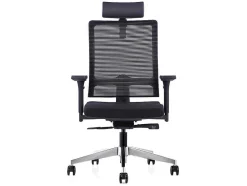 Professionele Ergonomische Bureaustoel - Met Hoofdsteun - Stof - Zwart - Wallstreet