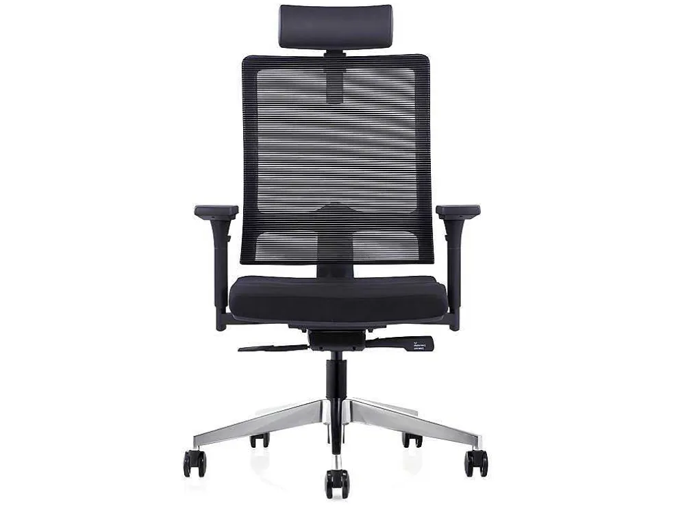 Professionele Ergonomische Bureaustoel - Met Hoofdsteun - Stof - Zwart - Wallstreet