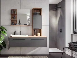 Ramon Spiegel Bad 80Cm 3 Planken Grijs,Eik Decor.