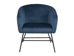 Ramy Fauteuil In Marineblauwe Stof En Zwart Metalen Onderstel.