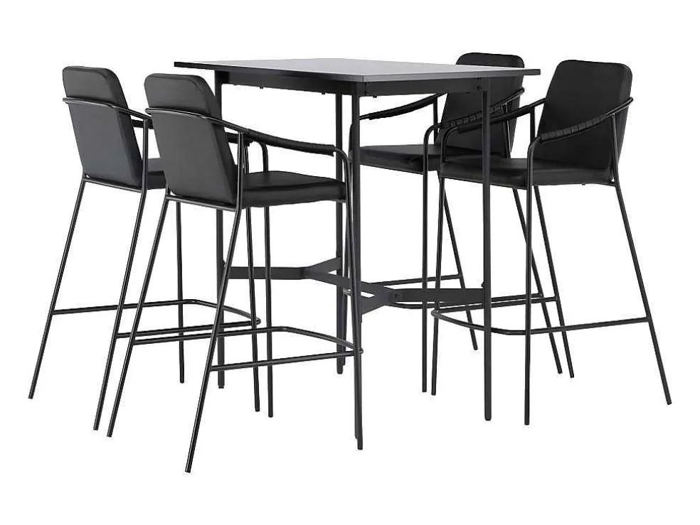 Rax Barmeubelset Bartafel Zwart En 4 Tvist Barstoelen Zwart.