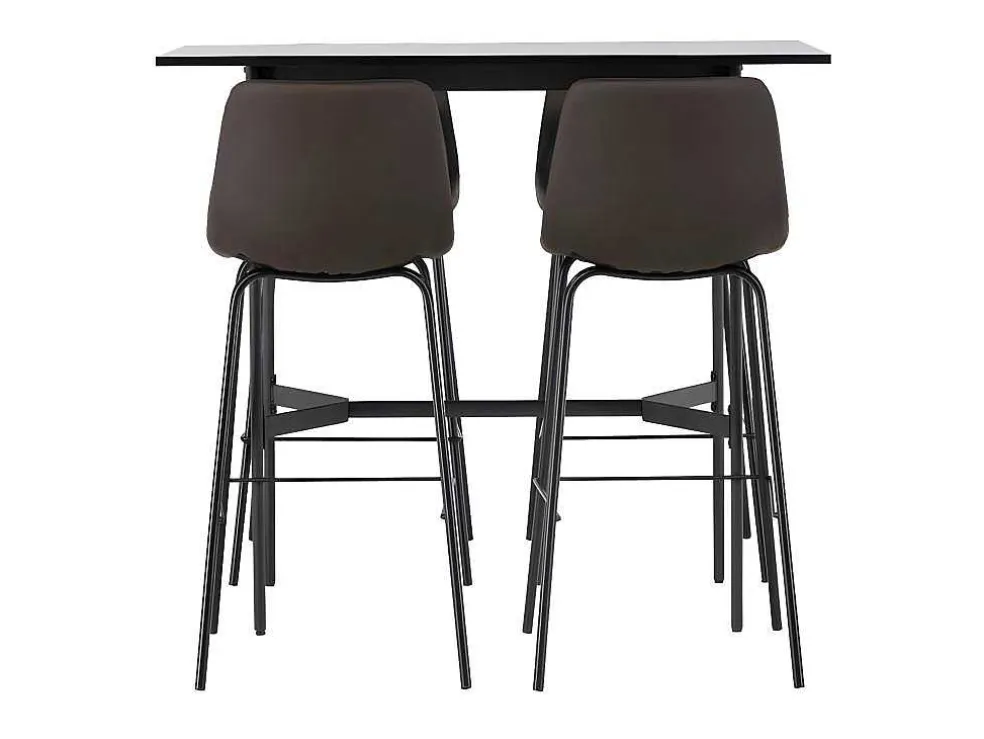 Rax Barmeubelset Bartafel Zwart En 4 Alexi Barstoelen Bruin.