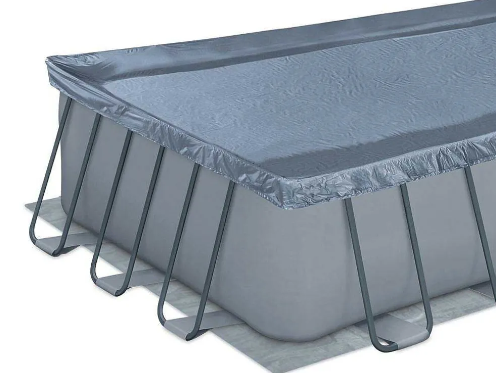Rechthoekig Grijs Buizenzwembad Met Filterpomp Met Patroon - L549 X D274 X H132 Cm - Zamora