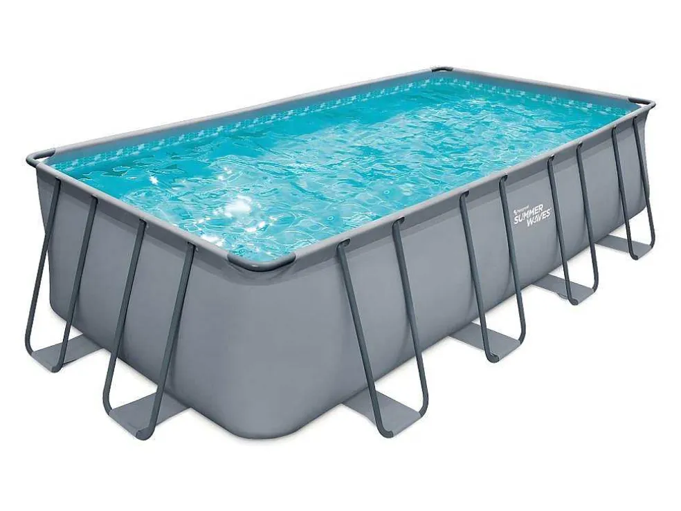 Rechthoekig Grijs Buizenzwembad Met Filterpomp Met Patroon - L549 X D274 X H132 Cm - Zamora
