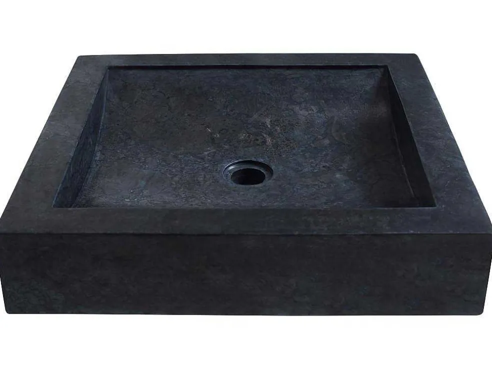 Rechthoekige Marmeren Wastafel - Zwart - 50 Cm - Sourgout