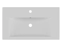 Rechthoekige Voorbouwwastafel Voor Badkamer Van Keramiek - 71,5 Cm - Wit - Yasmac Ii