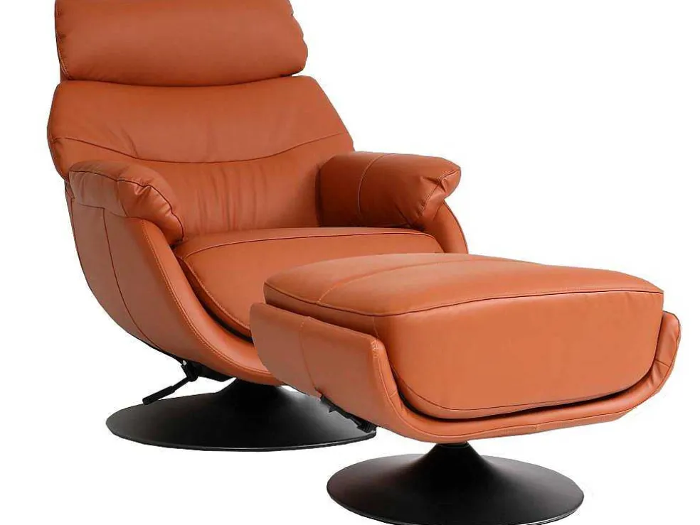 Relaxfauteuil Met Kruk Mcw-K99, Bruin