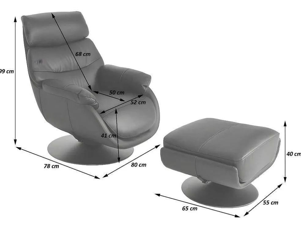 Relaxfauteuil Met Kruk Mcw-K99, Bruin