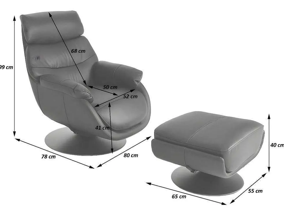 Relaxfauteuil Met Kruk Mcw-K99, Taupe