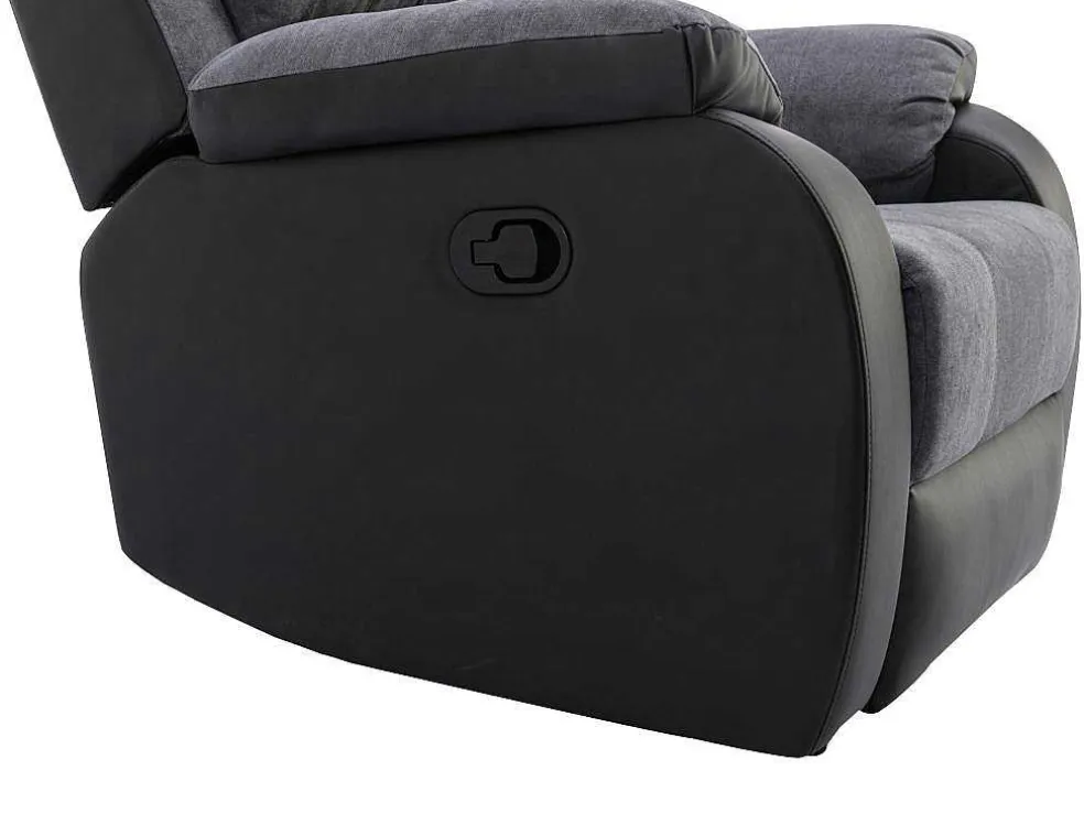Relaxfauteuil Van Microvezel En Grijs En Zwart Kunstleer Brody