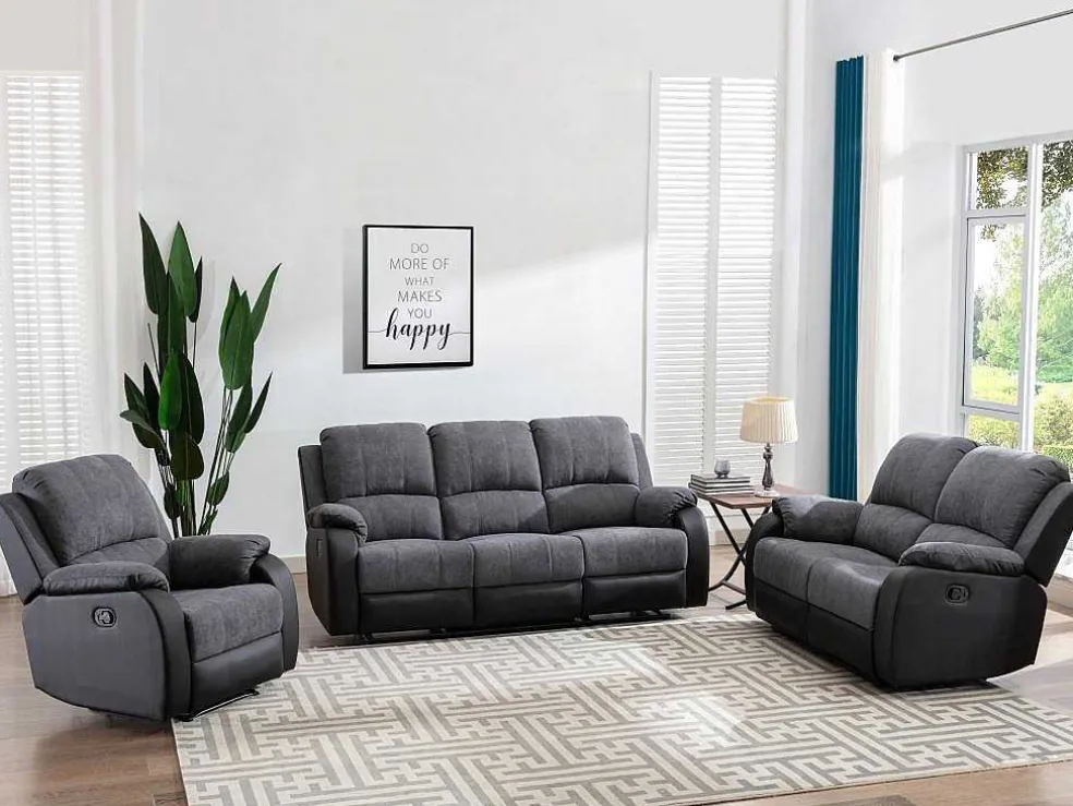 Relaxfauteuil Van Microvezel En Grijs En Zwart Kunstleer Brody