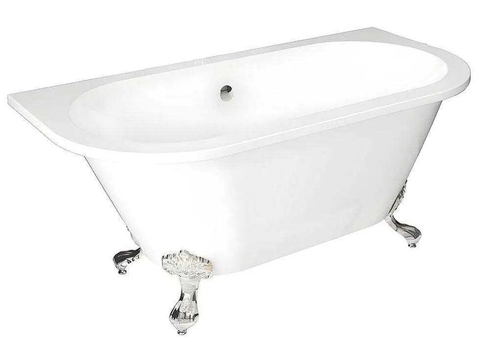 Retro Halflosstaand Bad Met Poten - 154 L - 150 X 74 X 61 Cm - Wit - Acryl - Sparus