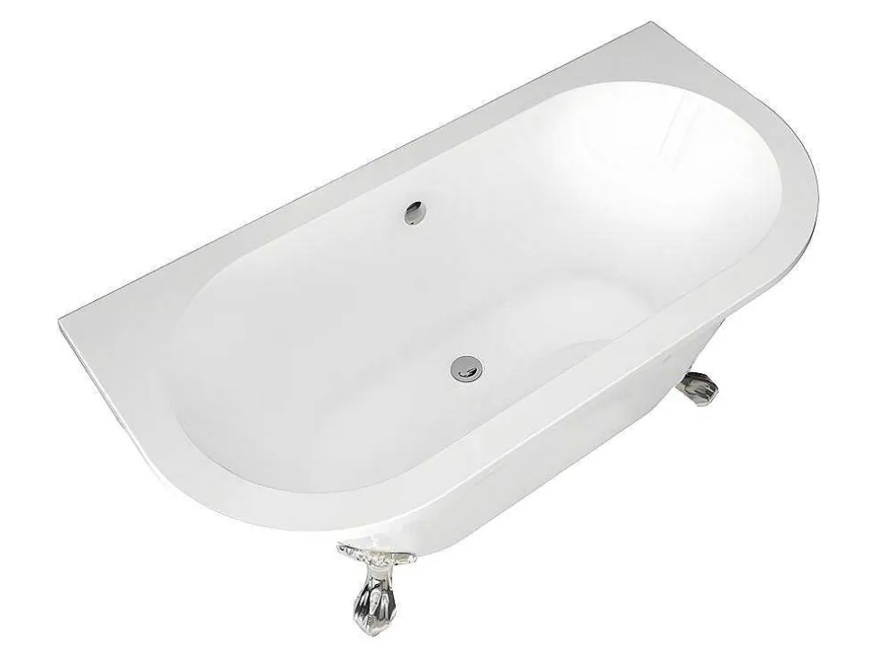 Retro Halflosstaand Bad Met Poten - 154 L - 150 X 74 X 61 Cm - Wit - Acryl - Sparus