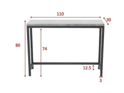 Rise Sidetable 30X110 Cm Beton Decor, Zwart.