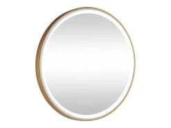 Ronde Badkamerspiegel Met Ledverlichting En Goudkleurige Lijst Diameter 80 Cm Numea