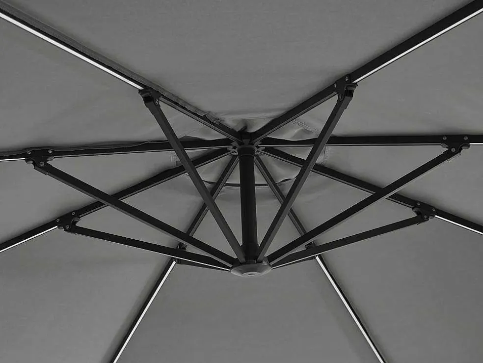 Ronde Hangparasol - Grijs - Staal - Ledverlichting - Diameter: 2,93 M - Pocota