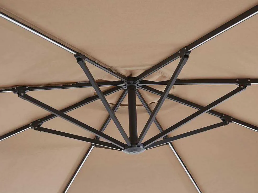 Ronde Hangparasol - Taupe - Staal - Ledverlichting - Diameter: 2,93 M - Pocota