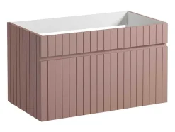 Roze Gestreept Hangmeubel Voor Badkamer Met Inbouwwastafel - 80 Cm - Satara