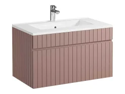 Roze Gestreept Hangmeubel Voor Badkamer Met Inbouwwastafel - 80 Cm - Satara