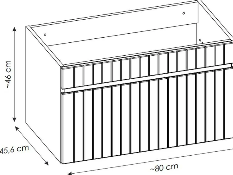Roze Gestreept Hangmeubel Voor Badkamer Met Inbouwwastafel - 80 Cm - Satara