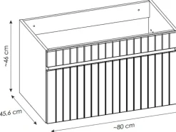 Roze Hangmeubel Met Strepen Voor Onder Wastafel Met Plank - 80 Cm - Satara