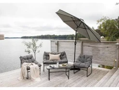 Sabal Parasol Met Kantelfunctie En Led-Verlichting Grijs.