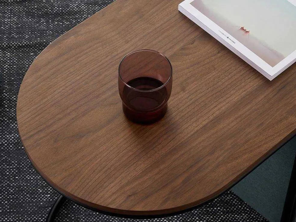 Salontafel + 2 Poefs Van Stof - Naturel En Blauw - Adar