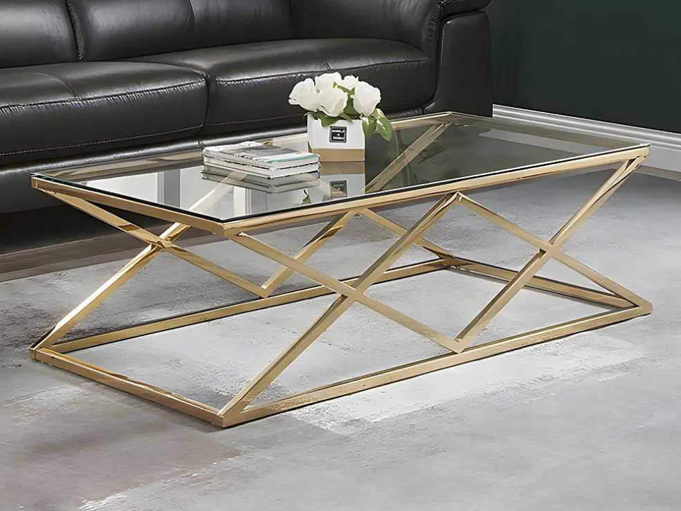 Salontafel Charlotte - Gehard Glas En Staal - Goudkleurig - Van Pascal Morabito