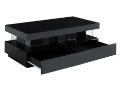 Salontafel Fabio - Zwart Gelakt Mdf - Met Leds - 2 Lades En 2 Nissen