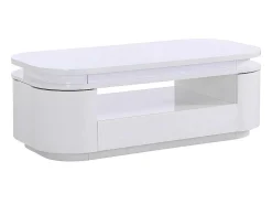 Salontafel Met 4 Kasten En 1 Lade - Leds - Mdf - Witgelakt - Vandana