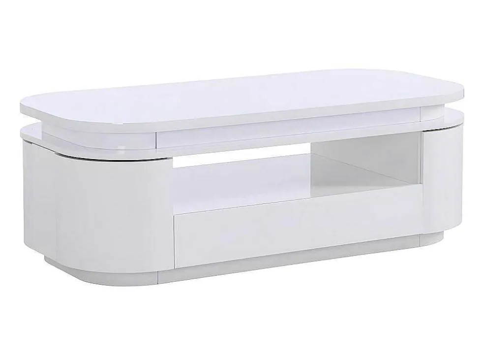 Salontafel Met 4 Kasten En 1 Lade - Leds - Mdf - Witgelakt - Vandana