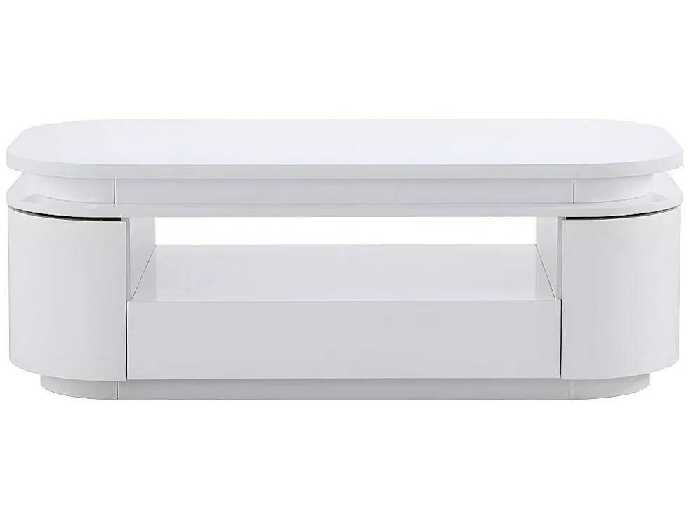 Salontafel Met 4 Kasten En 1 Lade - Leds - Mdf - Witgelakt - Vandana